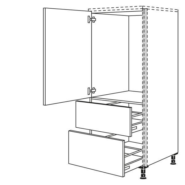 Nobilia Küchen LINE N Geräte-Hochschrank für Kühlschrank NGS882A-X