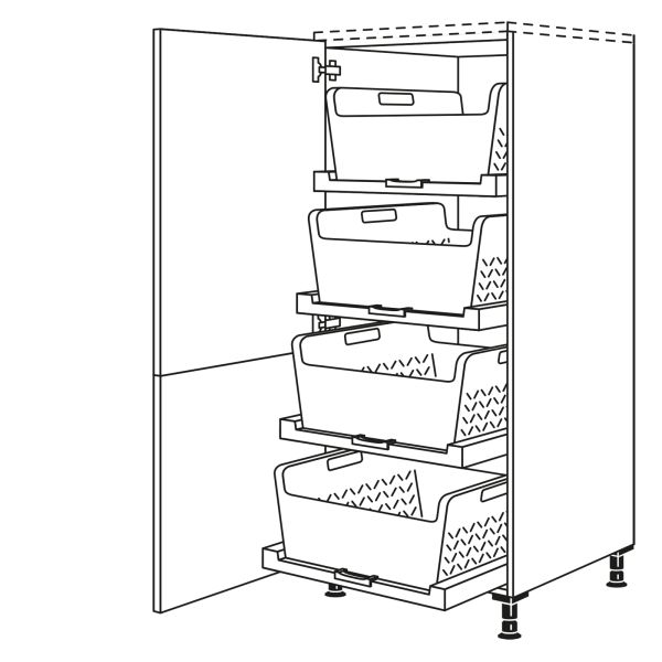 Nobilia Küchen Hochschrank mit Wäschekorb-Tablar HWTAB60-X